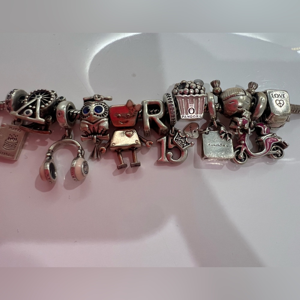 Pandora charm bracelet with charms